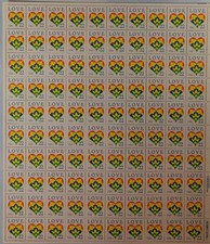 US SCOTT 2248 PANE OF 50 LOVE HEART STAMPS 22 CENT FACE  MNH picture