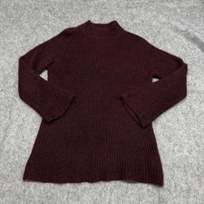 COS Sweater Womens M Burgundy Mohair Polyamide Wool Mock Neck Pullover Raglan picture