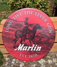 Marlin Firearms Horse Long Live Lever Gun Est 1870 Metal Sign Tin Garage Bar picture