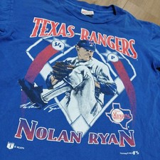 Vtg Retro Texas Rangers MLB Nolan Ryan 90s Rare Design Blue T shirt HN6422 picture