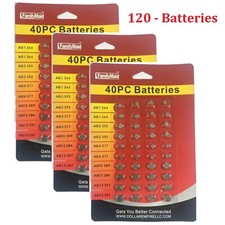 120 PC BUTTON CELL ASSORTED COIN BATTERIES ALKALINE 40 piece packs watch camera picture
