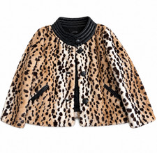 [NEW] SEE BY CHLOE Short Coat Jacket Leather Leopard Pattern Black Size 40 picture