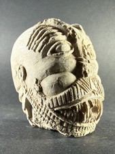 PRE-COLUMBIAN OLMEC MAYAN WERE-JAGUAR STONE CARVED HEAD FRAGMENT CA  600-900 AD picture