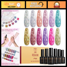 12 Colors Glitter Gel Nail Polish Set - Silver Gold Sparkle Soak Off UV Manicure picture