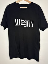 ALLSAINTS Nico SS Crew Distorted Split Logo Relaxed Fit T-Shirt Black Mens Sz M picture