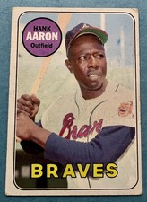 1969 Topps #100 Hank Aaron Atlanta Braves HOF Vintage Baseball Card VG Mid-Grade picture