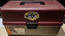 LOT OF VINTAGE FISHING GEAR AND TACKLE BOX-INCLUDES LURES, ACCESSORIES & PLIERS picture