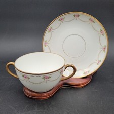 Antique c1900-1914 Bernardaud & Co Limoges Flat Bouillon Cup & Saucer BER126 picture
