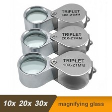 10X 20X 30X Folding Magnifying Glass 21mm Jewelers Loupe Metal Pocket Magnifier picture