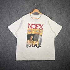 Vintage NOFX Shirt XL Gray 90s Band Tee White Trash Soul Doubt Punk Rare 1995 picture