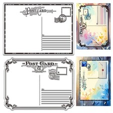 Vintage Postcard Rubber Clear Stamp Retro Transparent Silicone Stamps 6.3x4.3... picture