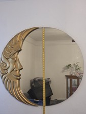 Vintage 90s Celestial Man in the Moon Mirror Gold Crescent Star 39x36 JCPenney picture