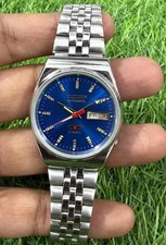 Vintage Citizen Automatic Men's Watch Refurbished Japanese Day-Date Blue Dail picture