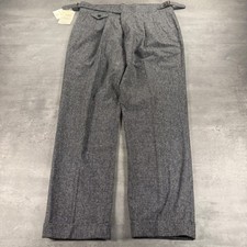 Marini Gurkha Trouser Pant 36 34x28 Wool Blend Pleated Side Adjuster Grey Black picture