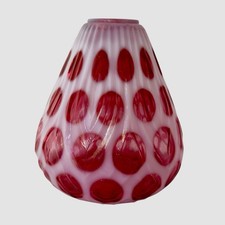 Vintage Fenton Art Glass Pink Coin Dot Lamp Base #1448 picture