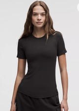 Lululemon Hold Tight Short Sleeve Shirt Womens 4 Black Ribbed Modal Tee NWT picture