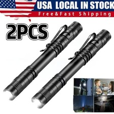 2PCS Mini Small Torch Super Bright LED Flashlight Penlight with Clip Pocket US picture