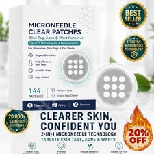 Curalona Microneedle Patches 144pcs, Skin Tag Wart Acne Remover Patches ~20% OFF picture