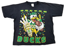 Vintage 90s XL Black University Of Oregon UO Ducks Donald Puddles Tee T Shirt picture