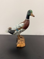 Vintage Hand Carved Wooden Mallard Duck Decoy Hand Painted Folk Art 12