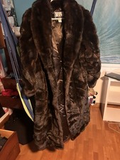 Vintage Boulevard East Full Length Mahogany Mink Faux Fur Coat size Medium 1980s picture
