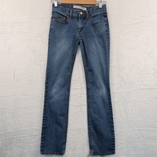 VTG Express Jeans Womens 29x32 Blue Slim Low Rise Bootcut Flare Indie Sleaze Y2K picture