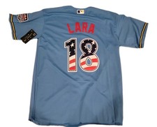 NWT LUIS LARA USA 250 STITCHED MILWAUKEE BREWERS ROAD JERSEY SZ LARGE picture
