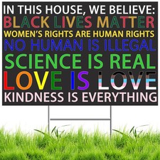 Qiyeyeye In This House We Believe Yard Sign, 18x12 picture