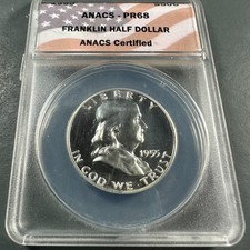 1955 50C SILVER PROOF Franklin Half Dollar, ANACS PR68 (89876) picture