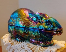 Imperial Glass Bunny On a Nest Carnival Glass picture
