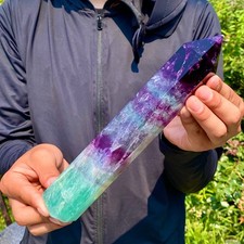 1.9LB Natural unique colored fluorite pillar quartz crystal sample picture