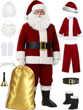Deluxe 11pc Ultra Velvet Men's Santa Suit for Christmas Celebrations picture