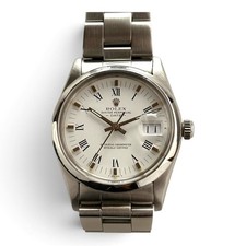 Rolex Date 34 mm Steel Oyster White Roman Automatic Watch 15000 Circa 1982 picture