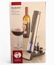 New Brookstone 4-in-1 Wine Set Rechargeable Cordless Corkscrew Opener Aerator picture