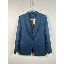 J.Crew Blazer Womens 12 Deep Teal Blue NEW Single Button Cotton Stretch BG120 picture