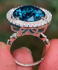 RARE 9.25 Ct Cerulean Blue Diamond Solitaire Ring, FREE Diamond Studs picture