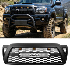 Front Bumper Upper Mesh Grille For 2005-2011 Toyota Tacoma Matte Black W/ LEDs picture