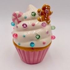 Christmas Classics Light Up Ceramic Cupcake Gingerbread Man Figurine NEW picture