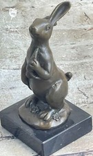 Signed Original Milo European Bronze Bunny W/ Carrot Sculpture Statue Figure NR picture