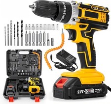 21V Cordless Drill Electric Screwdriver 3/8 Keyless Chuck Work Light picture