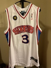 VTG Reebok Allen Iverson Philadelphia 76ers Throwback Jersey White XXL Length picture