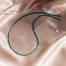 A+++ Genuine Natural Turquoise Choker Necklace Minimalist Stone Beaded Jewelry picture