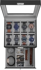 SONGMICS Watch Box, 8-Slot Watch Case Organizer with Large Glass Lid, 2 Layers, picture