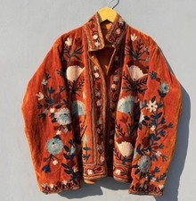 Rusty Handmade Floral Embroidery Jacket~Velvet Coat For Girlfriend Gifts~Wedding picture