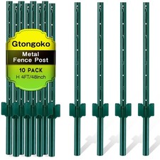 4FT Metal Fence Post Set - 10 Heavy Duty U Channel Stakes for Easy Installation picture
