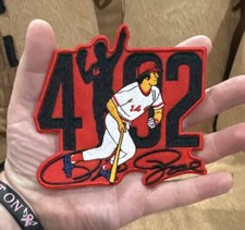 RARE Pete Rose 14 Cincinnati Reds HIT KING Iron Sew On Signature Jersey Patch picture
