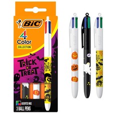 BIC 4-Color Ballpoint, Multicolor Pens, Halloween Designs, 3-Count picture