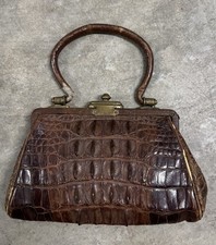 Antique Hornback Alligator Leather Purse Victorian Era Patent 1904 Handbag 1900s picture