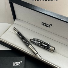 Montblancc Luxury Metal Fountain Pen Black Silver Pattern Writing Pen with Box picture