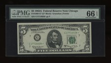 DBR 1963-A $5 FRN Chicago STAR Gem Fr. 1968-G* PMG 66 EPQ Serial G17716028* picture